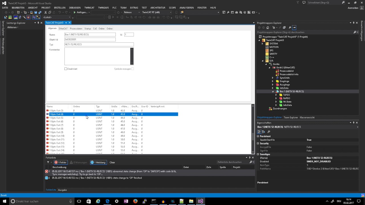 Run the netHAT 52-RTE Example Code with  TwinCAT 3 as EC Master