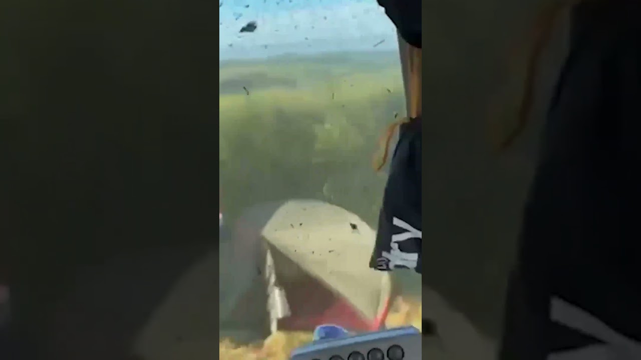 Moment farmer blasts camper in SLURRY after catching him sleeping in a tent on his land