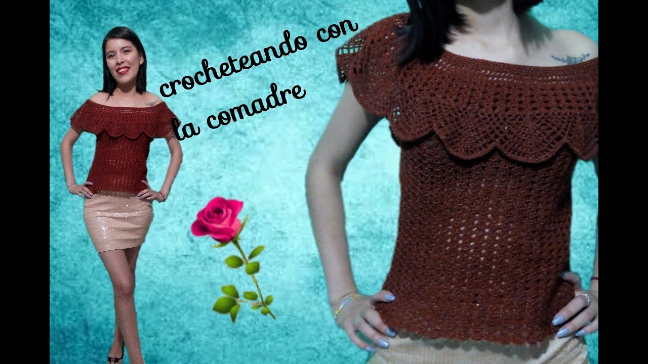 como hacer una blusa campesina  a crochet👗😍💖  facil y rapido parte #1(CROCHETEANDO CON LA COMADRE).