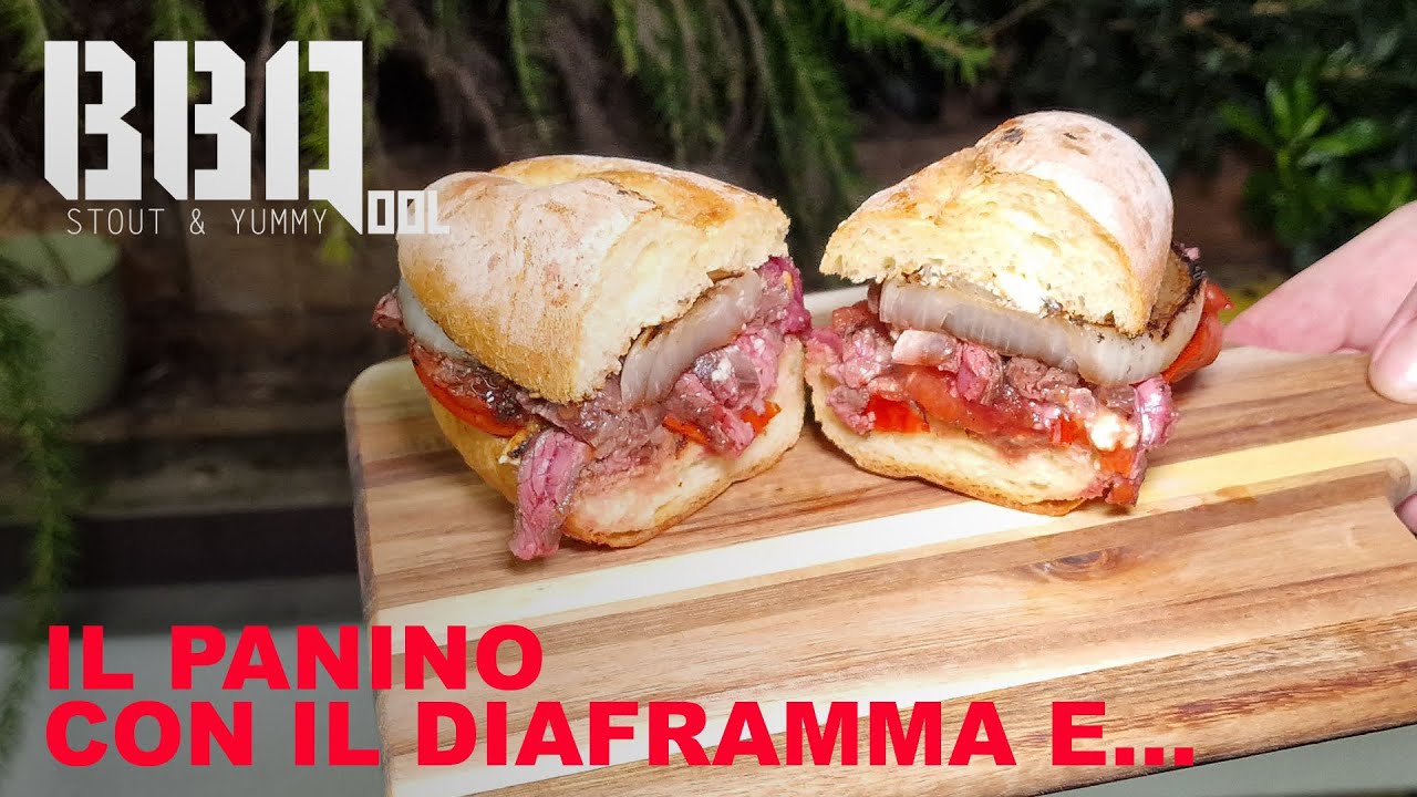 Il panino con il diaframma alla piastra. Verdure, formaggio e... Vulcanus!