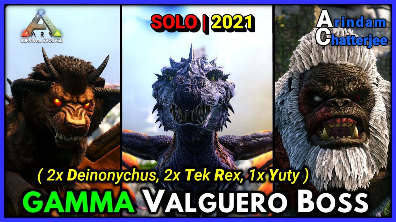 Ark Valguero - SOLO GAMMA VALGUERO BOSS vs 2x Deinonychus, 2x TekRex - S2E230