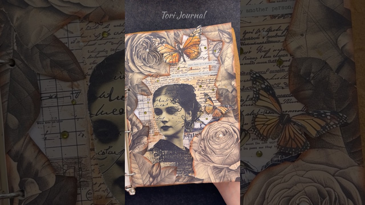 ASMR scrapbooking Vintage Roses with @collagesoup 🌹🍂🤎|#asmr #journaling #scrapbooking #journal