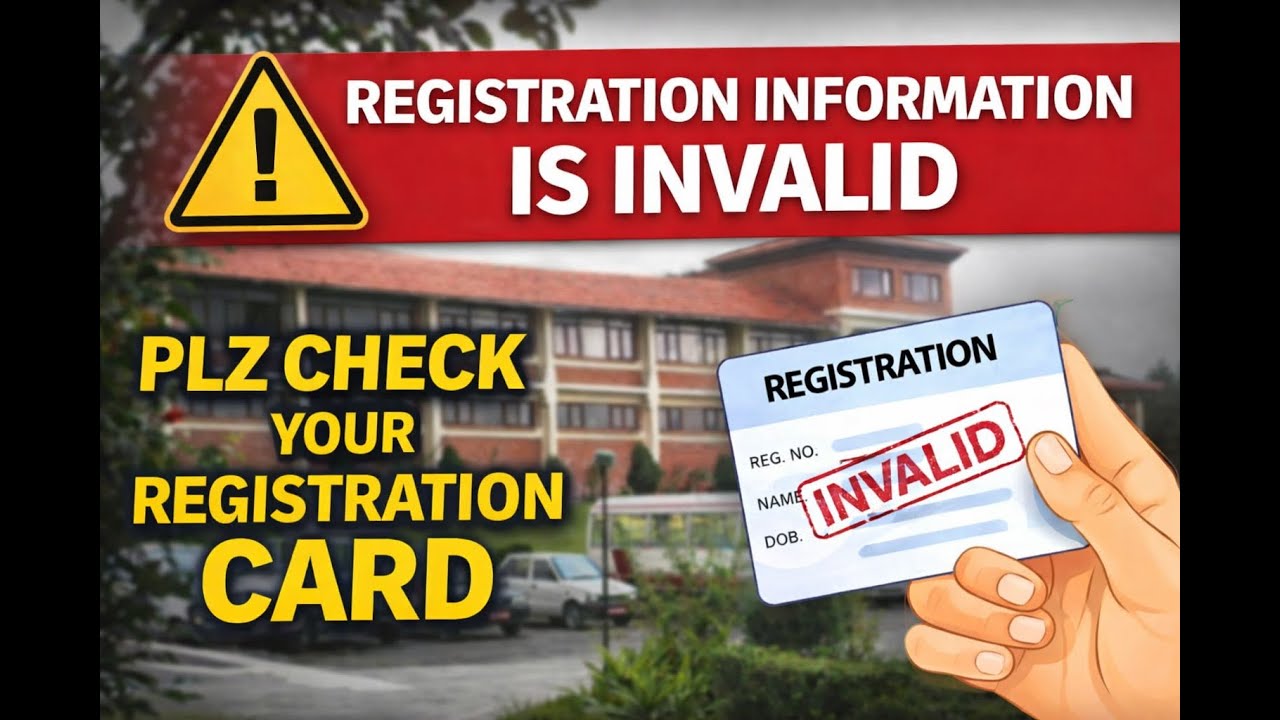 REGISTRATION INFORMATION IS INVALID PLZ CHECK YOUR REGISTRATION CARD PROBLEM SOLVE? TU STUDENT ID