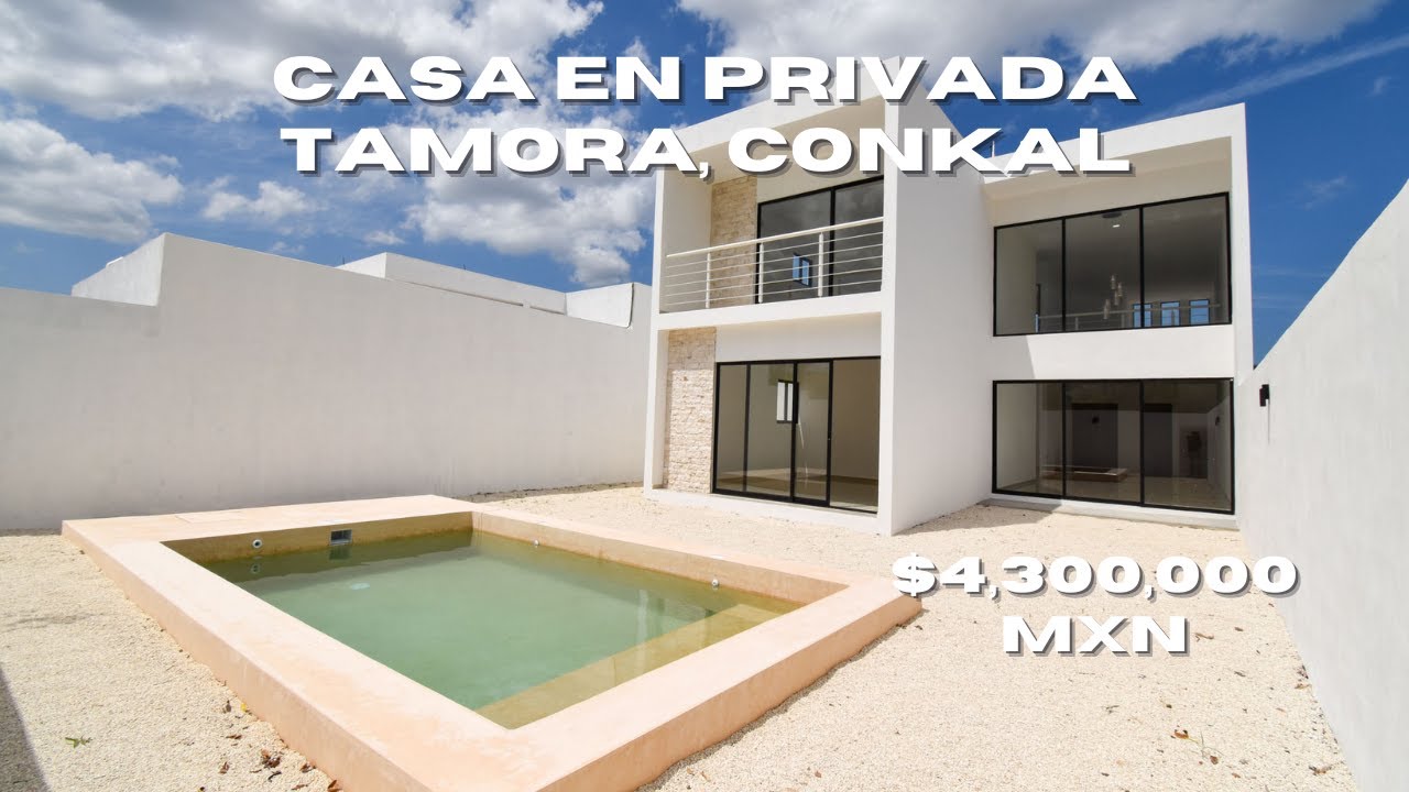 ¡Casa en venta en la privada Tamora, Conkal Yucatán! Con sala a doble altura 🤩