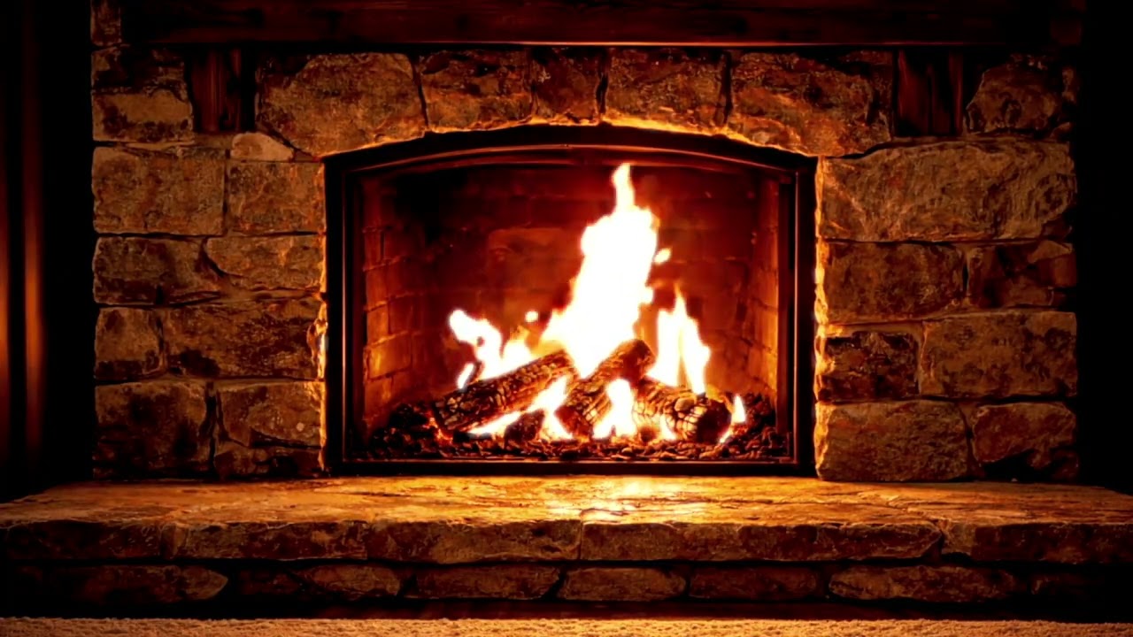 Stone Fireplace at Night 🔥 | 10 Hours Crackling Fire Sounds for Deep Sleep & Relaxation