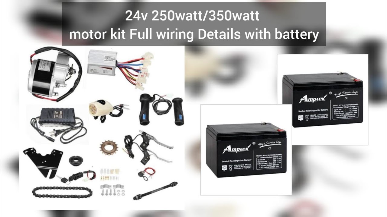 24v 250watt 350watt Gear motor kit Full wiring with Battery