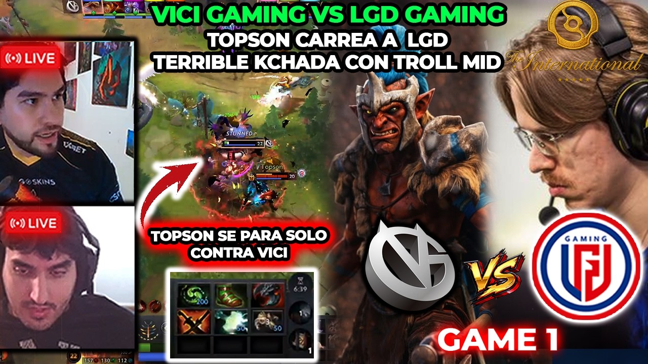 TOPSON CARREA A LGD😨 TERRIBLE KCHADA CON TROLL MID 🧠VICI GAMING VS LGD GAMING GAME 1⚔️TI 2026🏆
