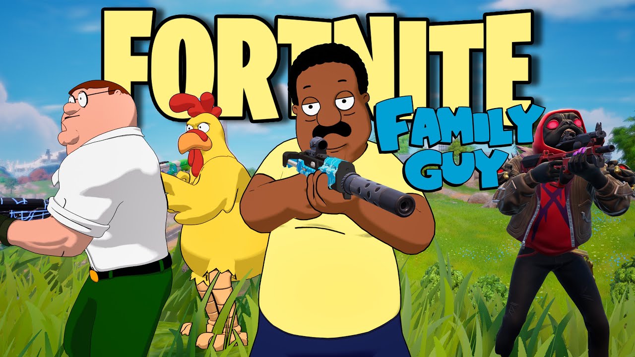 Кливленд Браун играет в Fortnite с Питером Гриффином, Брайаном и Эрни Курицей