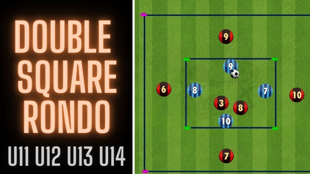 Рондо с двойным квадратом | Пасы и владение | U11 U12 U13 U14 | Футбол