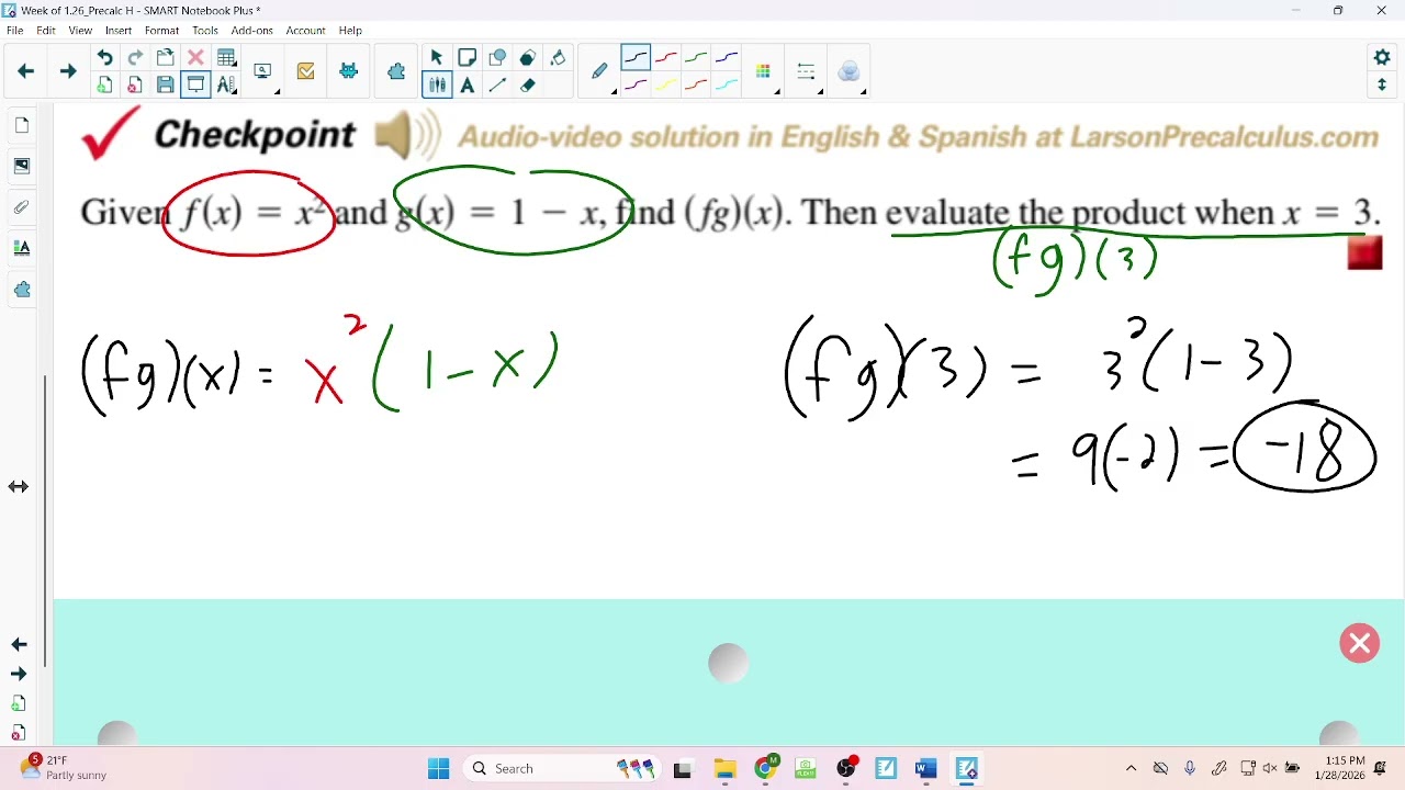 Precalculus H - 1.8B - Combing Functions