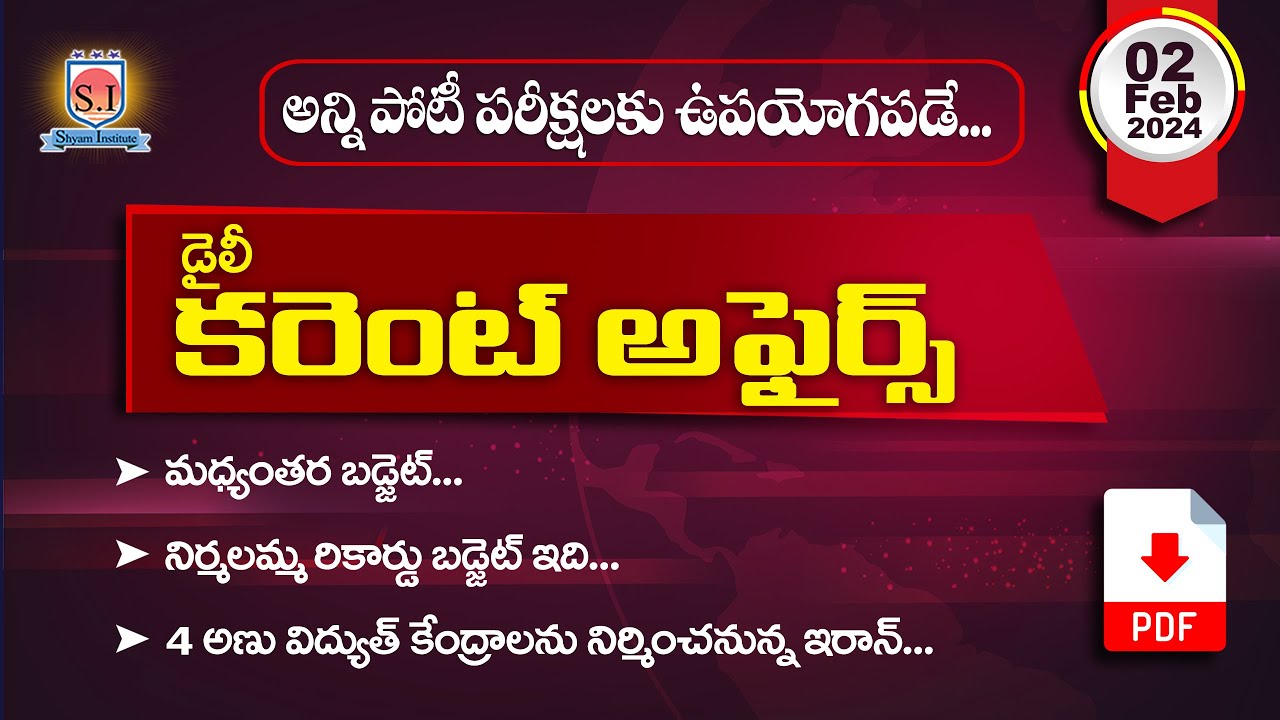 Daily Current affairs | February - 02- 2024 | Use For all competitive exams #shyamins