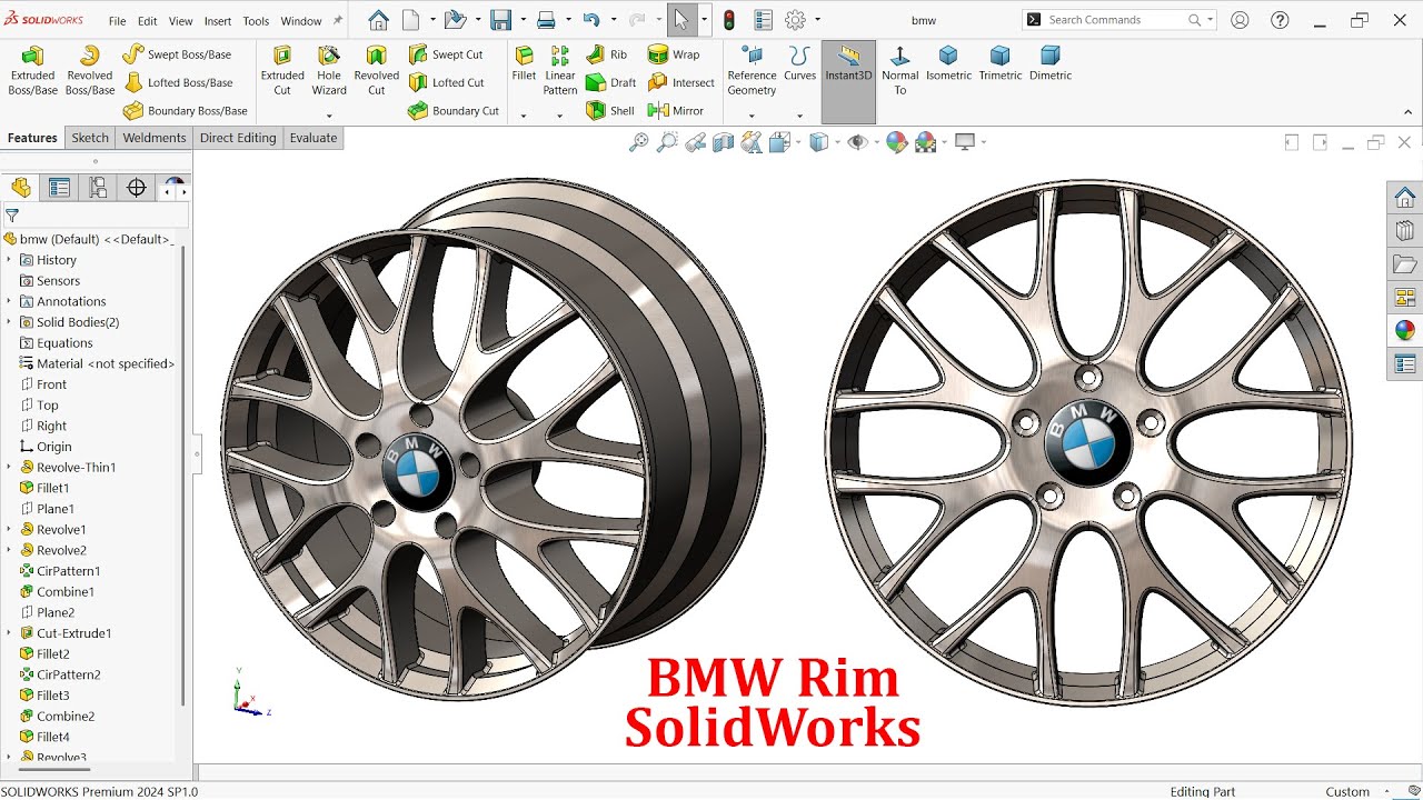 Учебное пособие по SolidWorks для начинающих: моделирование дисков BMW.