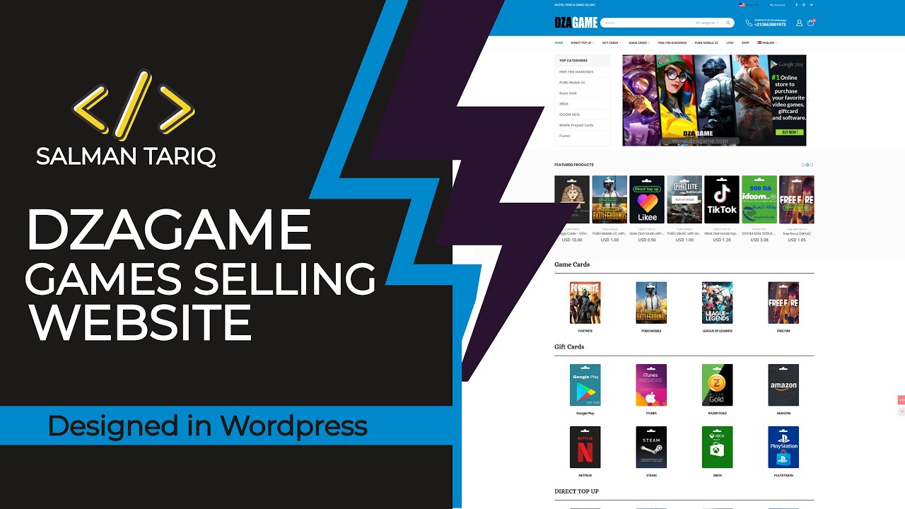 Dzagame online pubg cards and digital products selling website