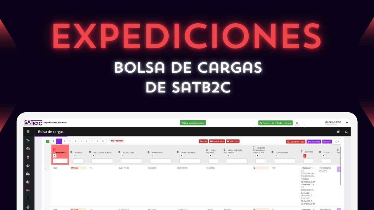 Software log&iacute;stico eficiente: Bolsa de cargas - Expediciones -SATB2C