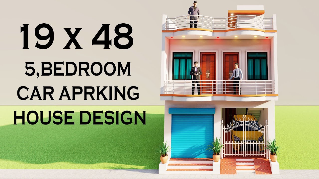 आगे दुकान पीछे ऊपर मकान का नक्शा,19x48 Shop With car Parking House Design,Duplex House Elevation