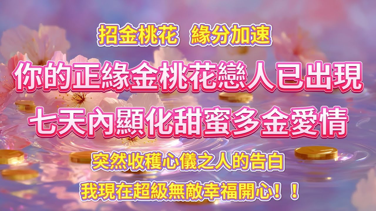 ⚠️你的正緣金桃花戀人已出現，七天內顯化甜蜜多金愛情💘💰突然收穫心儀之人的告白❤️強力招金桃花，開啟你的戀愛能量場！💖 緣分加速，🌹 99.99%靈驗 ，我現在超級無敵幸福開心！！💌 吸引力法则
