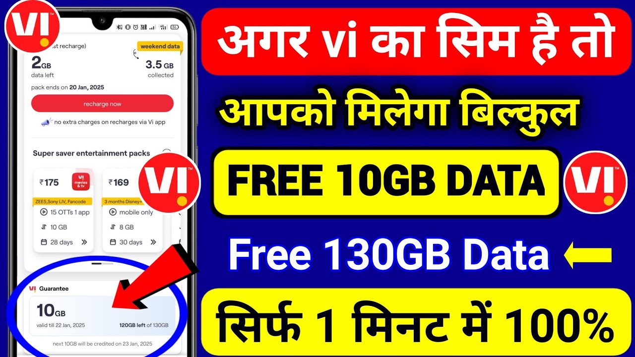 Vi New Offer After Price Hike 10 GB Free Data | Vi Sim Par 10 GB Data Claim Kaise Kare 2025