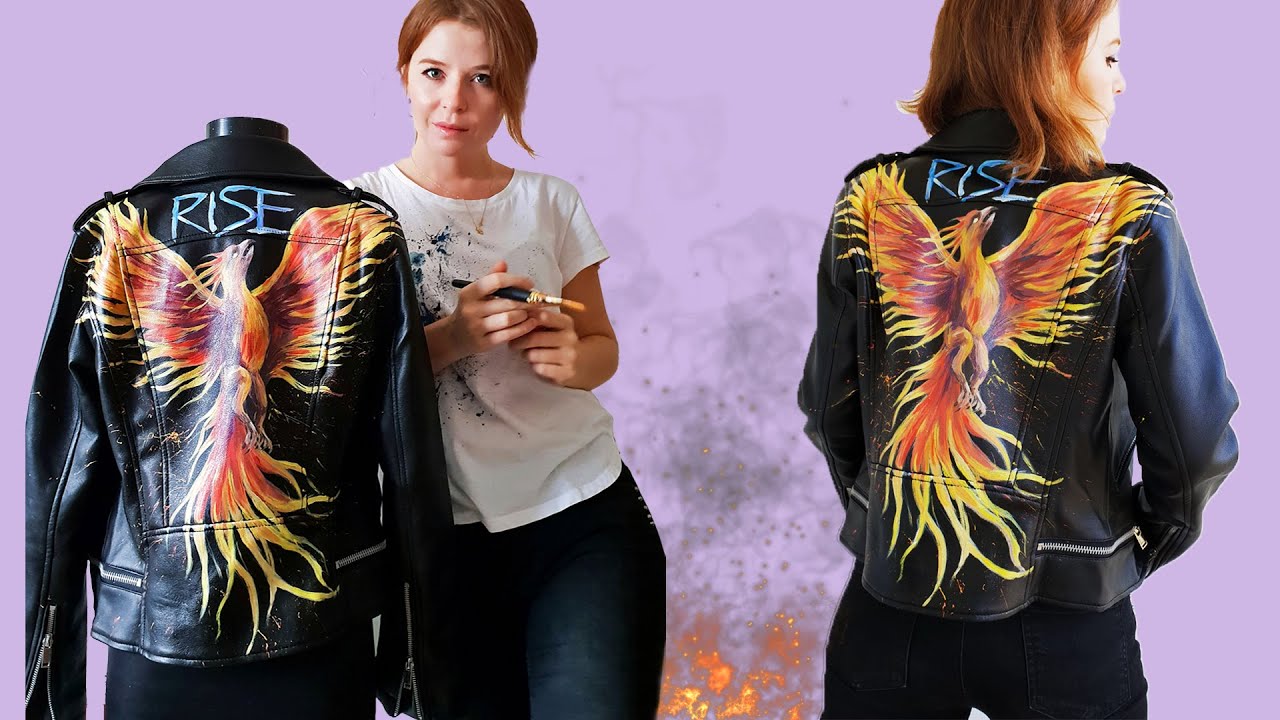 PAINTING PHOENIX ON THE LEATHER JACKET