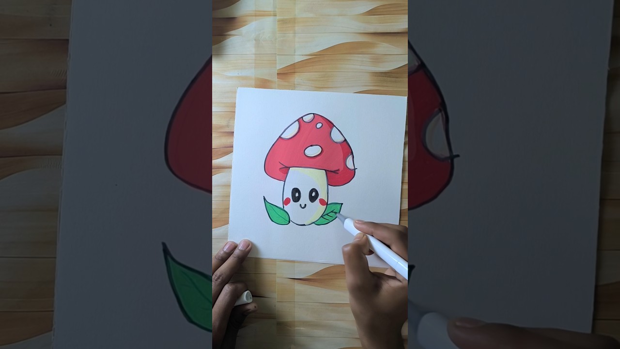 Simple & Sweet: Cute Mushroom Drawing Step-by-Step 🍄 
