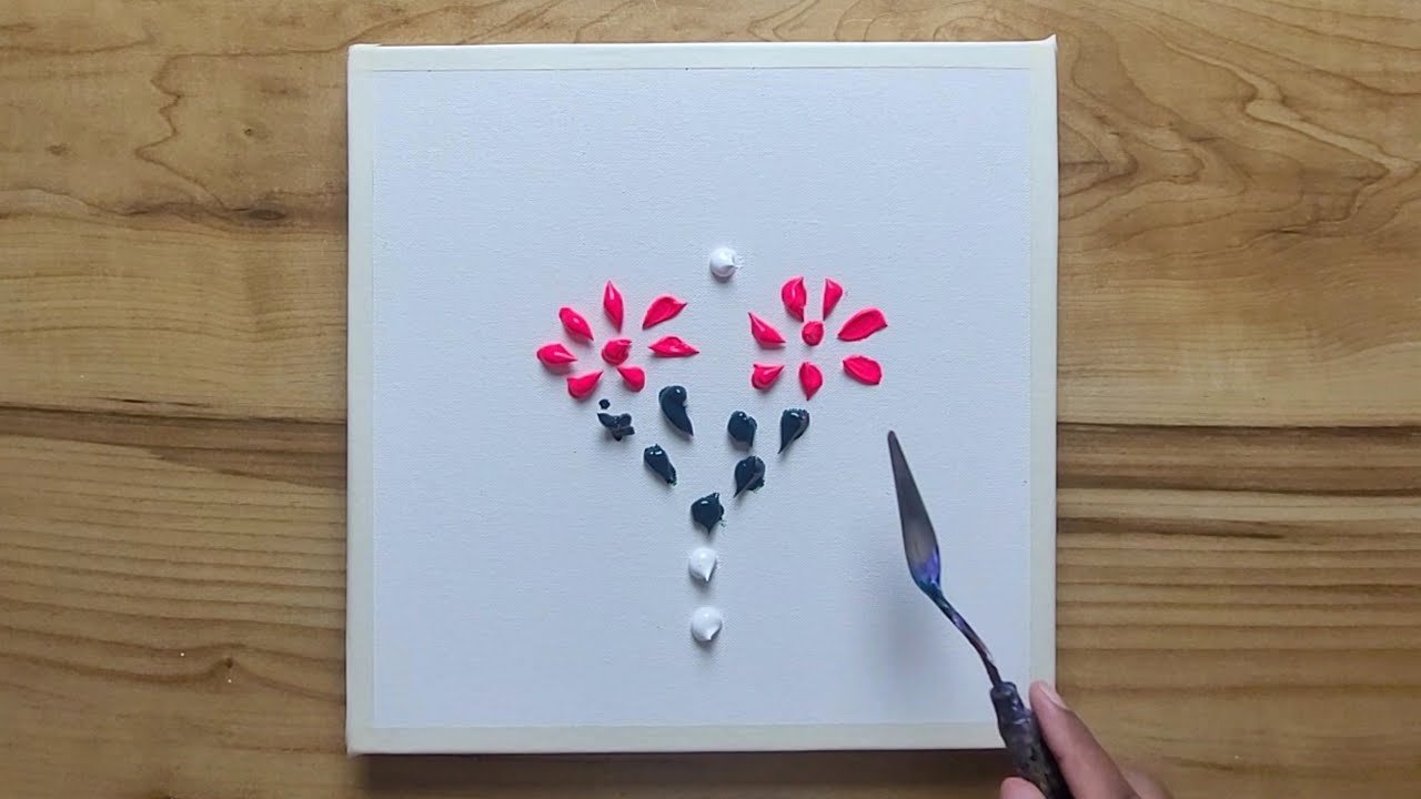 How To Paint Easy Flower Vase / Acrylic / Painting Technique / Relaxing / Days Challenge (Day#209)