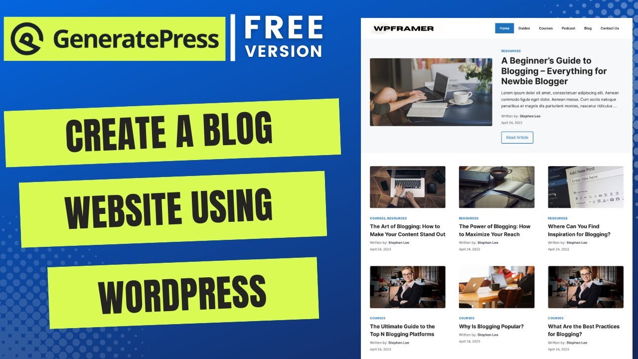 How to Create a Blog Website Using WordPress | GeneratePress Free Theme (Design 9)