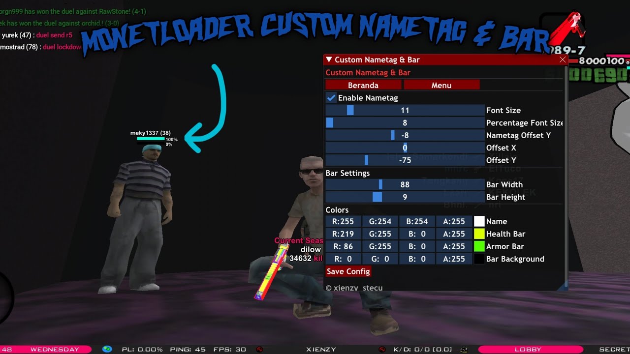 Monetloader Custom Nametag & Bar Android!!! #gtasamp #monetloader