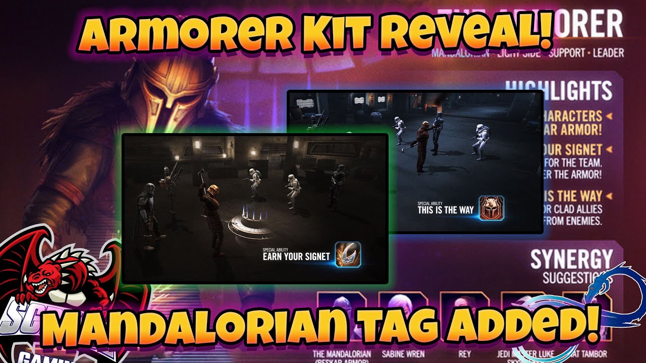 SWGoH - Armorer kit reveal!  Mandalorian tag added to the game!