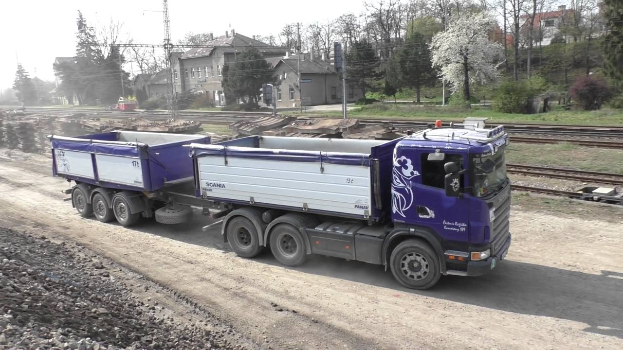 Scania kipper trucks on construction site