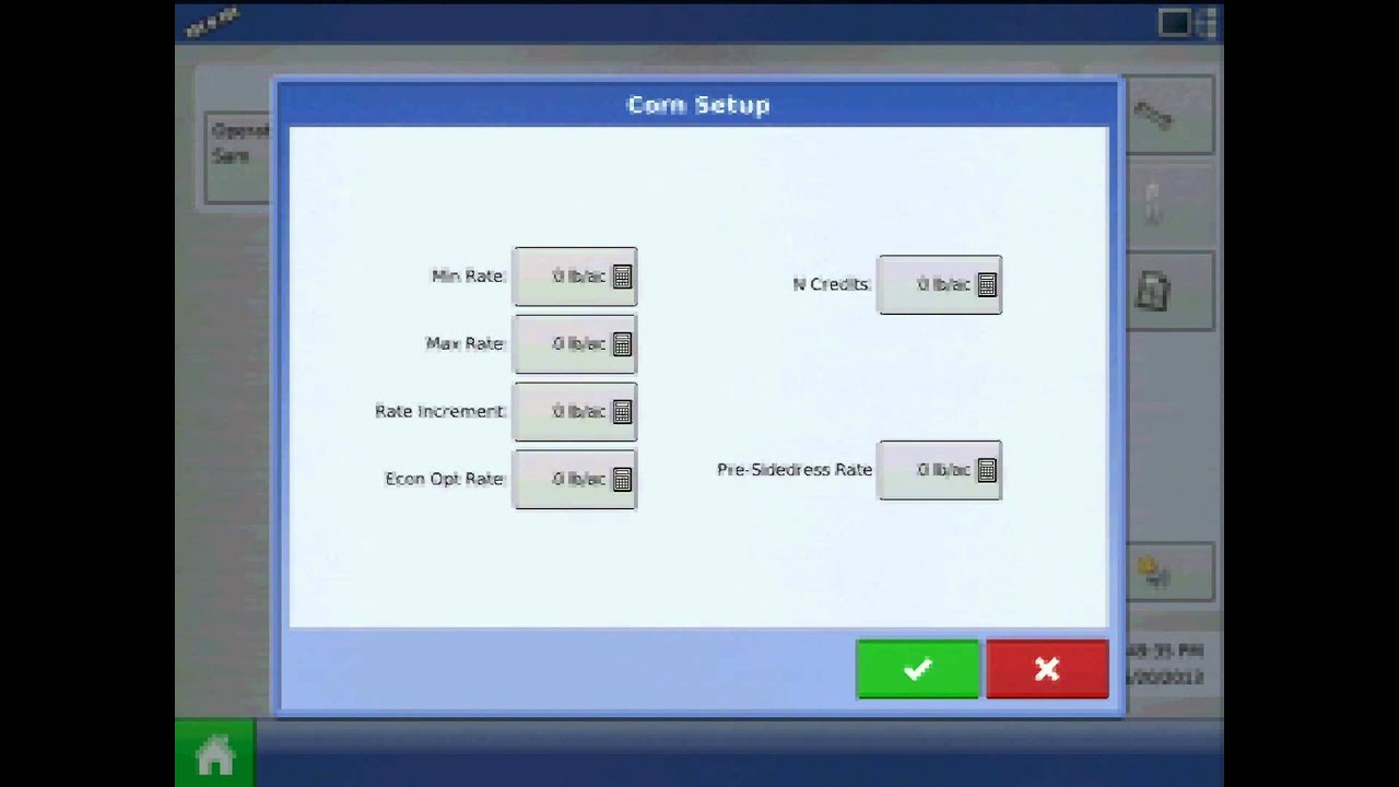 OptRx Crop Sensor Settings and Definitions