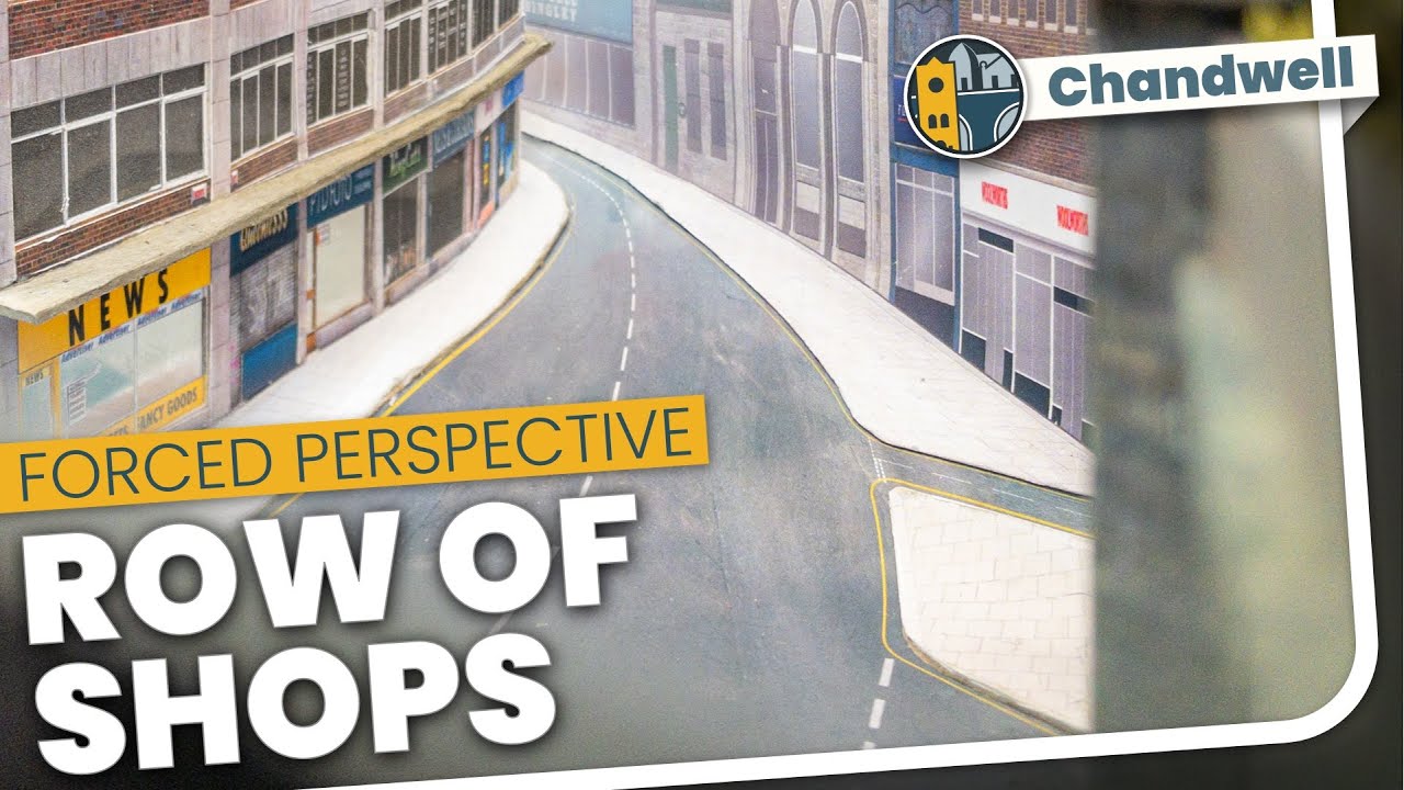 Continuing the illusion - making a 1960's row of concrete shops in forced perspective