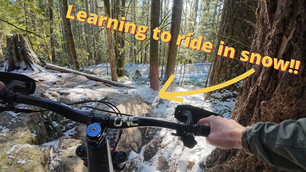 Learning to ride the snow covered trails in Squamish - First MTB ride in Canada!