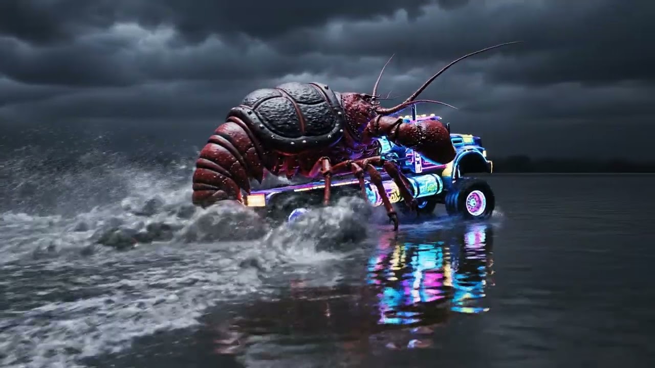 60 Scenes of Giant Lobster Crossing the Sea to the City – Driver and Train Driver |