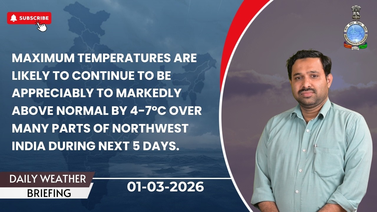 Maximum temperatures in Northwest India may stay 4&ndash;7&deg;C above normal for the next 5 days.