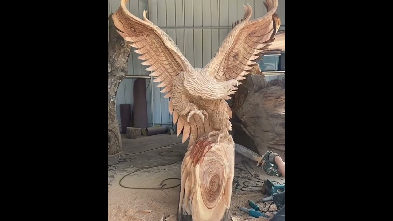 Amazing Wood Carving Eagle Time Lapse