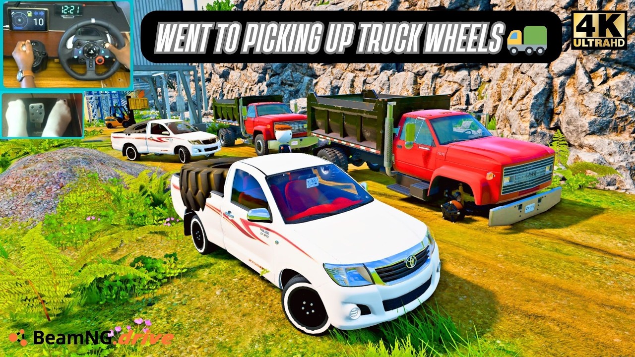 Поездка на Toyota Hilux на пикап в порту | BeamNG Convoy | Logitech G29