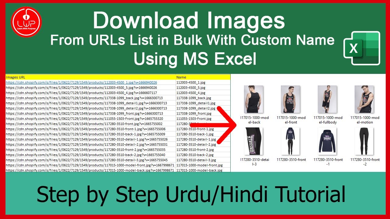 How to Download Images from URLs List in Bulk With Custom Name Using MS Excel Urdu Hindi