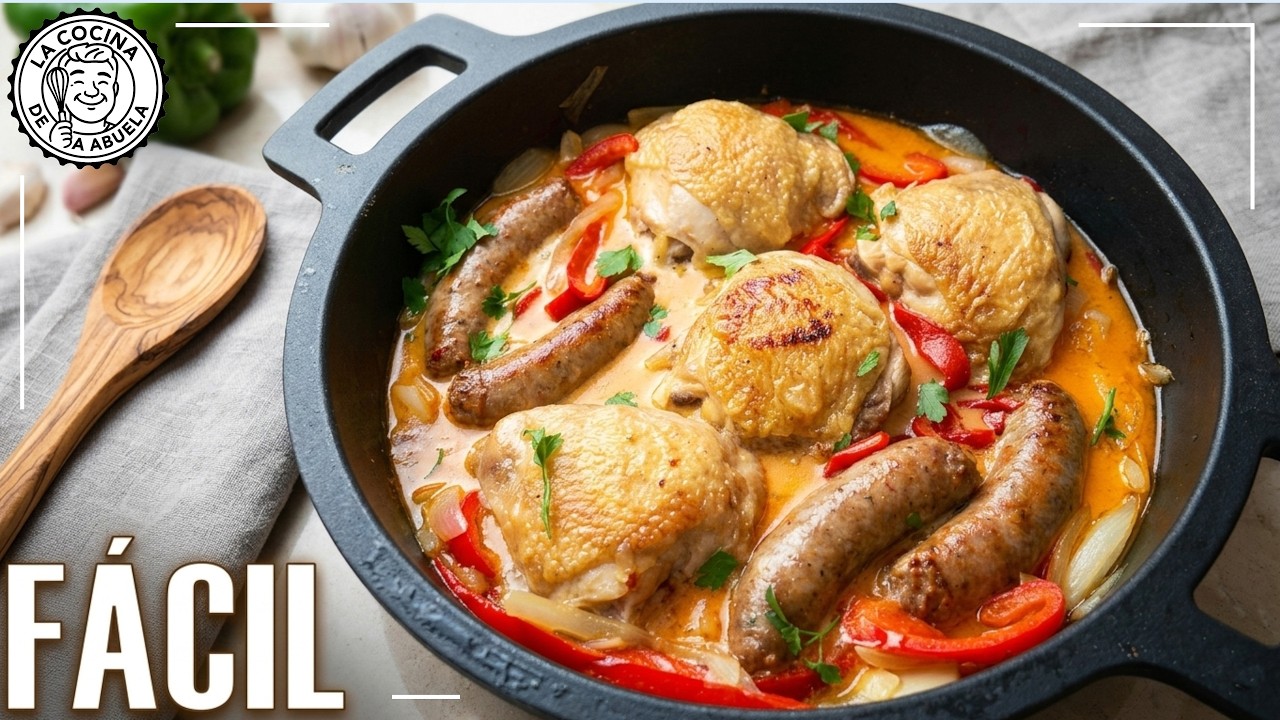 El POLLO de la ABUELA ITALIANA 🇮🇹 | Pollo Scarpariello SIN HORNO (Pollo con Salchichas)