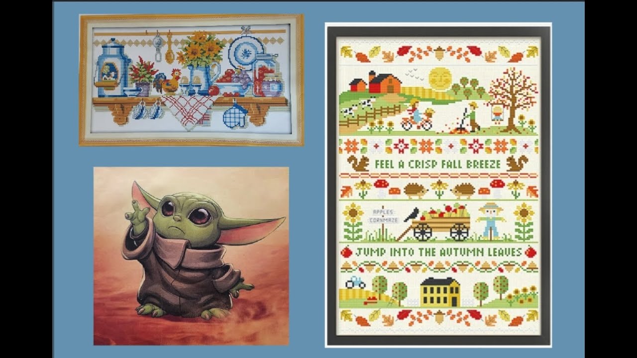 Avances de 3 proyectos 🪡  #crossstitch #puntodecruz