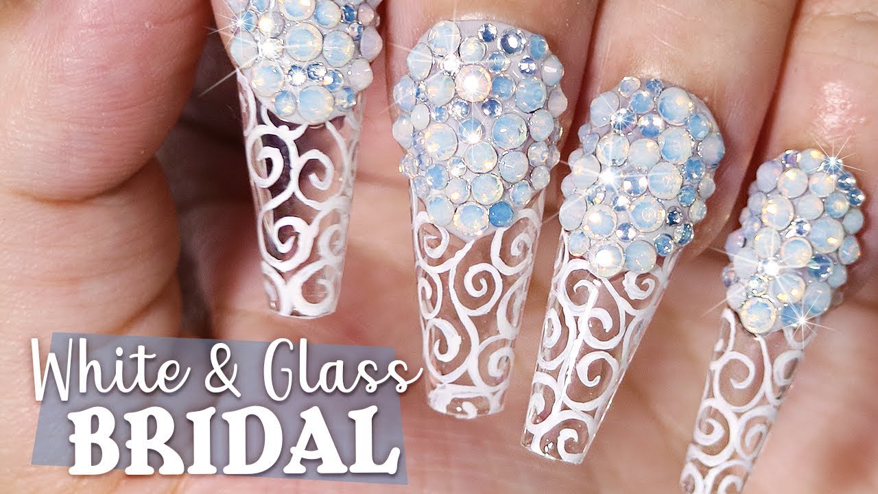 White & Glass Bridal Nail Art Tutorial // How to Nail Art at Home