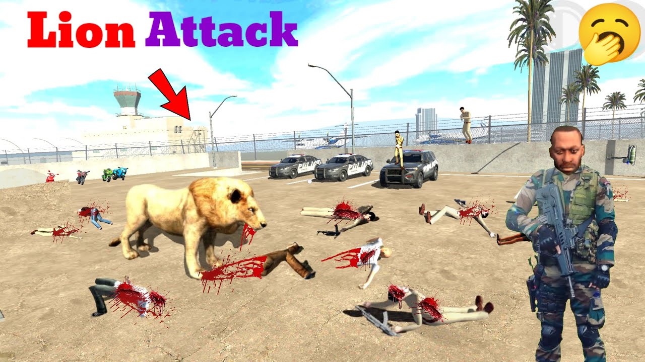 Lion Attack 🦁😭 In Indian Bikes Driving 3D 🥰 New Latest Lion Attack Funny Video 👏 New Latest Story 👍
