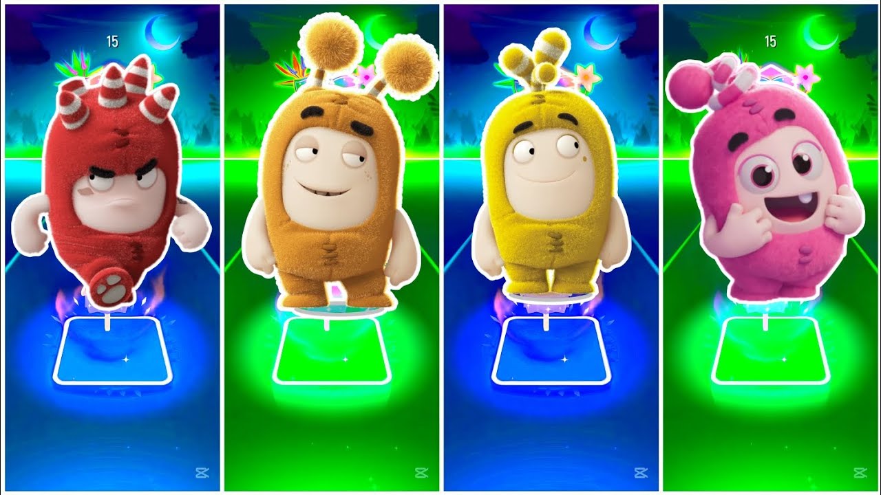 Oddbods Fuse VS Oddbods Slick Vs Oddbods Bubbles VS Oddbods Newt - Tiles Hop Edm Rush🎶