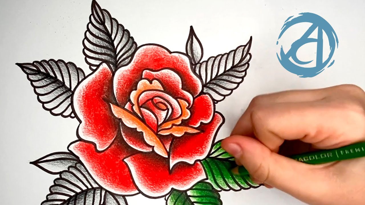 COMO DESENHAR UMA ROSA OLD SCHOOL | Passo a passo