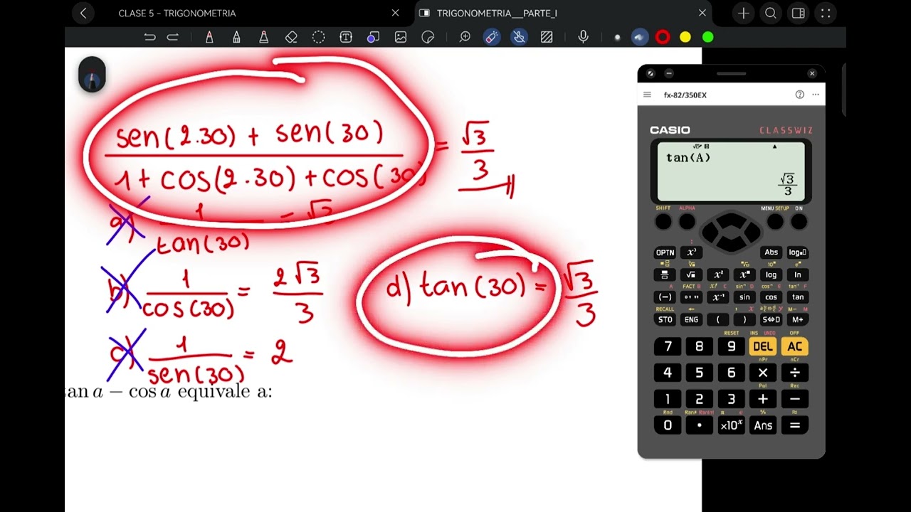 RESOLVER IDENTIDADES TRIGONOMÉTRICAS CON LA CALCULADORA