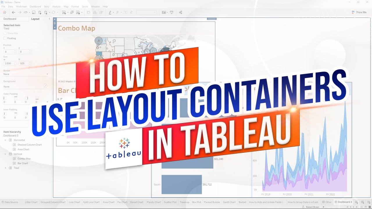 Как использовать контейнеры макета на панели инструментов Tableau. Горизонтальные и вертикальные ...