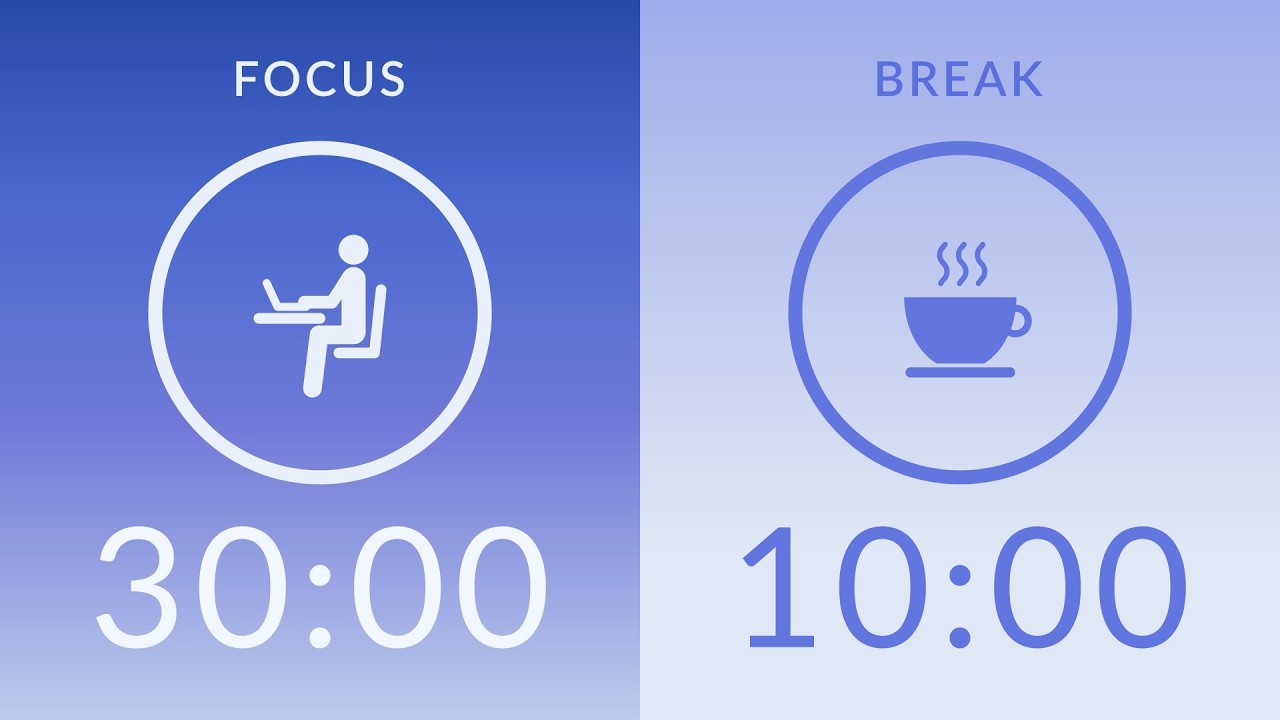 30/10 Pomodoro Timer with Pink Noise 💙 5-Hour Study with Me for Deep Focus & ADHD ✨