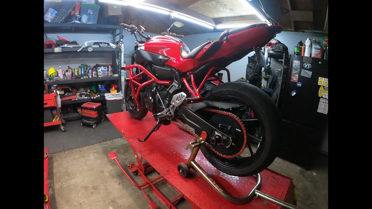 fz 07 stunt sprocket first ride (stunt build ep.#6)