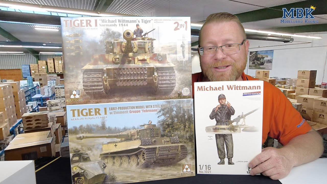 MBK packt aus #970 - 1:35/1:16 TIGER I BIG BOX 2 kits & 1:16 M. Wittmann figure (Takom 2201W)