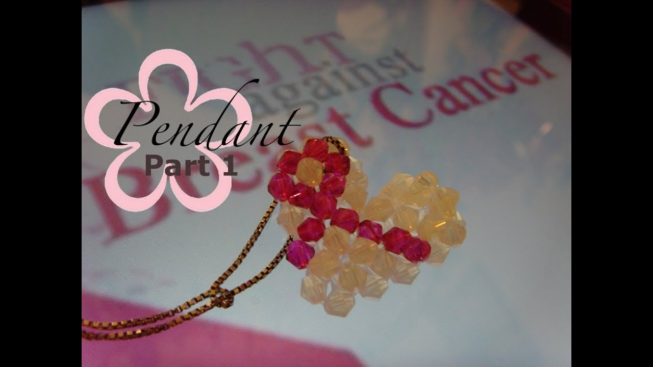 MeiIris' Puffy Beaded Heart Ribbon Pendant Part 1
