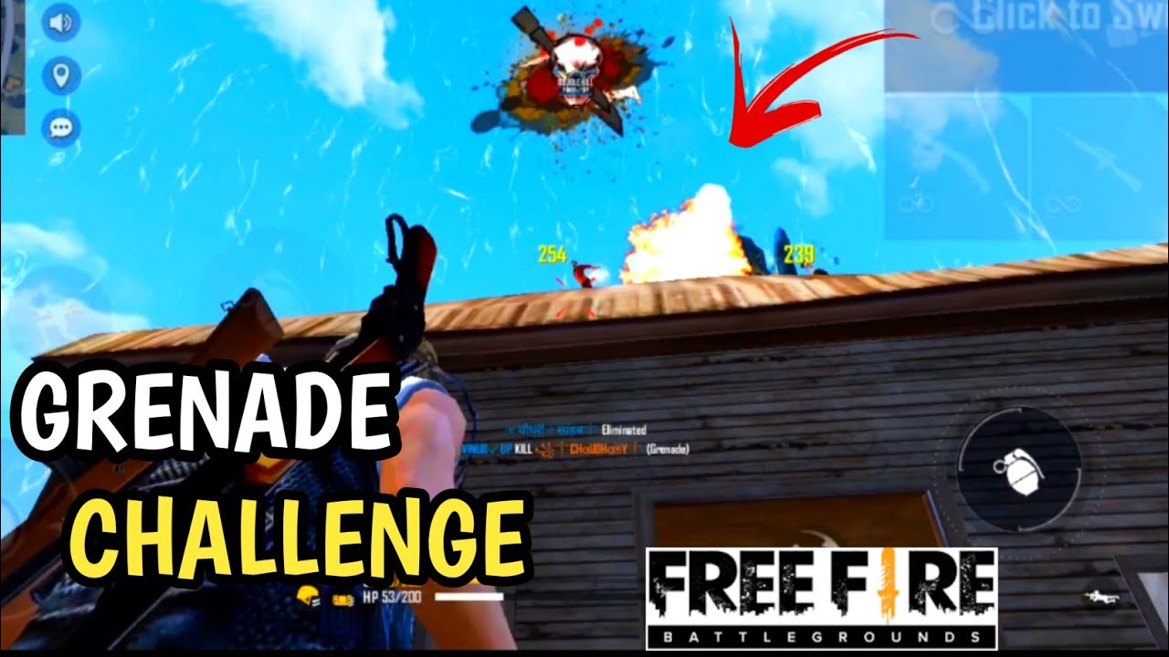 FREE FIRE GRENADE CHALLENGE | FF Grenade Trik | FF Grenade skin | FF Grenade hack | Garena free fire