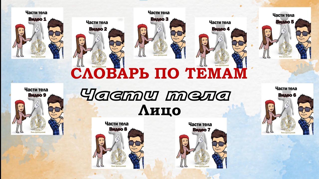 Словарь по темам. Французский язык. Части тела, лицо на французском. Французский для начинающих. 0+